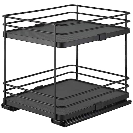 Organize It All Matte Black 2-Tier Slide Out Shelf Organizer in Matteblack | 8" x 10" x 9" | Michaels®